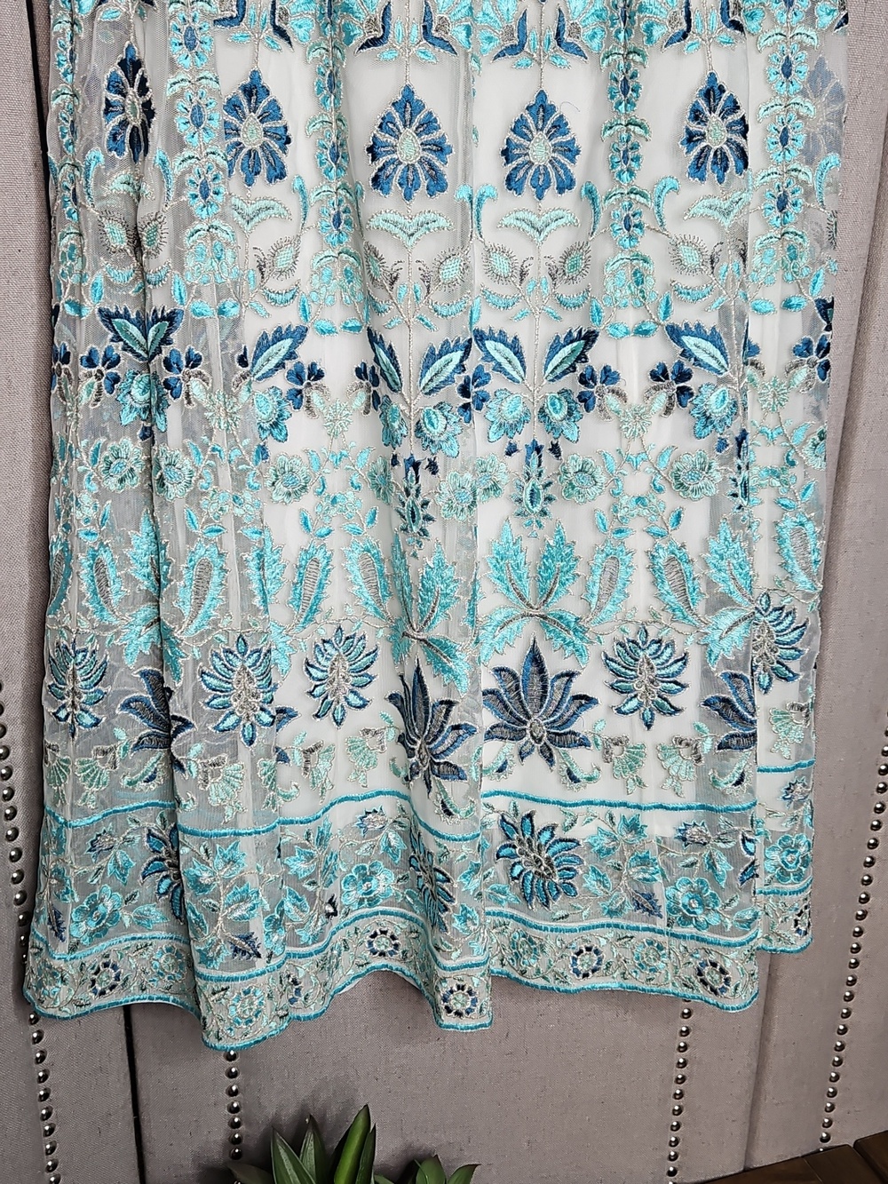 Soft Surrounding Icon Alexandria Skirt Aqua Scroll - Picture 4 of 14